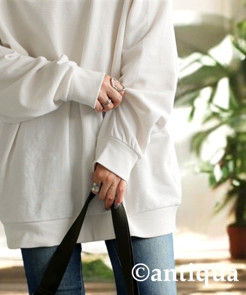 刺繍裏毛長袖プルオーバー（スウェット）｜antiqua（アンティカ）