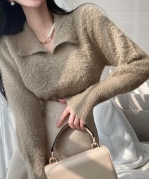 deux amour | えり付きシャギーニット長袖プルオーバー(ニット/セーター)