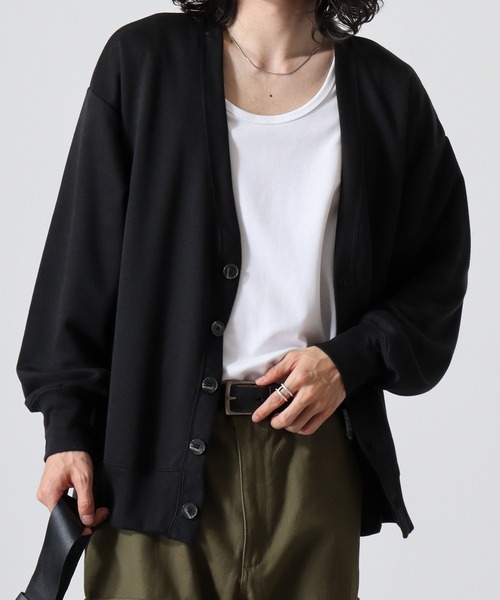 FUNALIVE（ファンアライブ）の「Simple plain cardigan / シンプル無地カーディガン unisex（カーディガン/ボレロ・メンズ・ブラック/杢グレー/ベージュ/ネイビー・XL/M/L）」の2枚目の写真