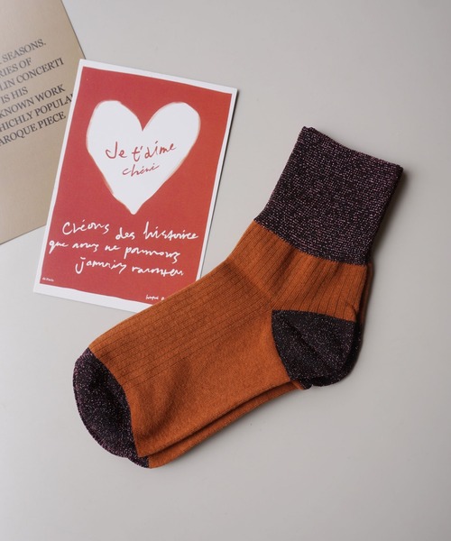 ammy.(エイミードット)の「【 ammy. / エイミードット 】 バイカラー ラメ ソックス(ソックス/靴下・レディース・ブラウン/ブラック×ゴールド/グレー/ブラック×シルバー・FREE)」の14枚目の写真