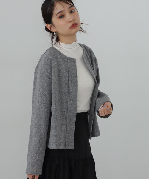 N.（N. Natural Beauty Basic）（エヌエヌナチュラルビューティーベーシック）の「起毛ニットソーカーディガン（カーディガン/ボレロ・レディース・ネイビー/グレー・MEDIUM）」の8枚目の写真