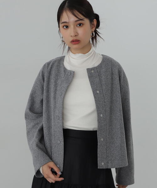 N.（N. Natural Beauty Basic）（エヌエヌナチュラルビューティーベーシック）の「起毛ニットソーカーディガン（カーディガン/ボレロ・レディース・ネイビー/グレー・MEDIUM）」の9枚目の写真