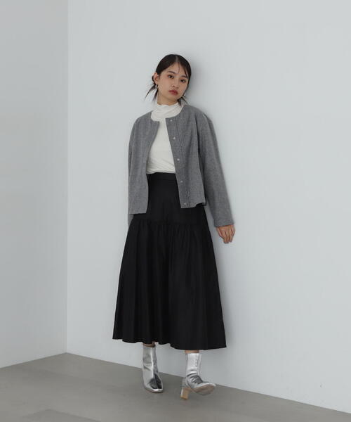 N.（N. Natural Beauty Basic）（エヌエヌナチュラルビューティーベーシック）の「起毛ニットソーカーディガン（カーディガン/ボレロ・レディース・ネイビー/グレー・MEDIUM）」の10枚目の写真