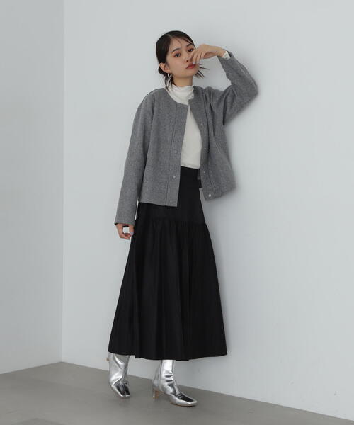 N.（N. Natural Beauty Basic）（エヌエヌナチュラルビューティーベーシック）の「起毛ニットソーカーディガン（カーディガン/ボレロ・レディース・ネイビー/グレー・MEDIUM）」の12枚目の写真