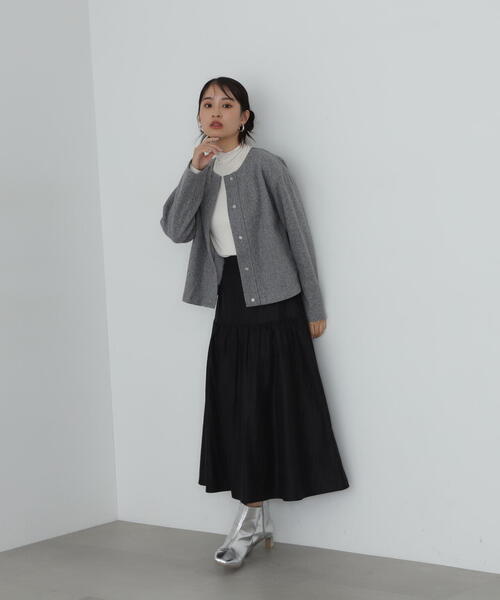 N.（N. Natural Beauty Basic）（エヌエヌナチュラルビューティーベーシック）の「起毛ニットソーカーディガン（カーディガン/ボレロ・レディース・ネイビー/グレー・MEDIUM）」の13枚目の写真