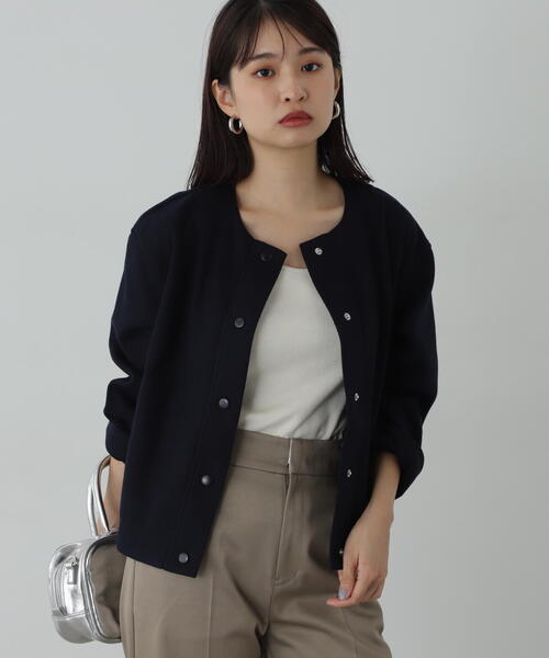 N.（N. Natural Beauty Basic）（エヌエヌナチュラルビューティーベーシック）の「起毛ニットソーカーディガン（カーディガン/ボレロ・レディース・ネイビー/グレー・MEDIUM）」の16枚目の写真