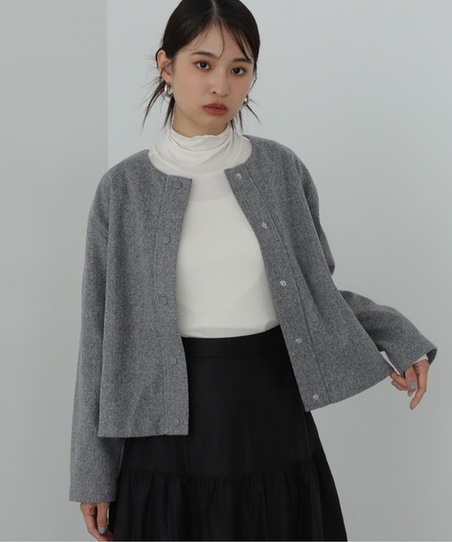 N.（N. Natural Beauty Basic）（エヌエヌナチュラルビューティーベーシック）の「起毛ニットソーカーディガン（カーディガン/ボレロ・レディース・ネイビー/グレー・MEDIUM）」の2枚目の写真