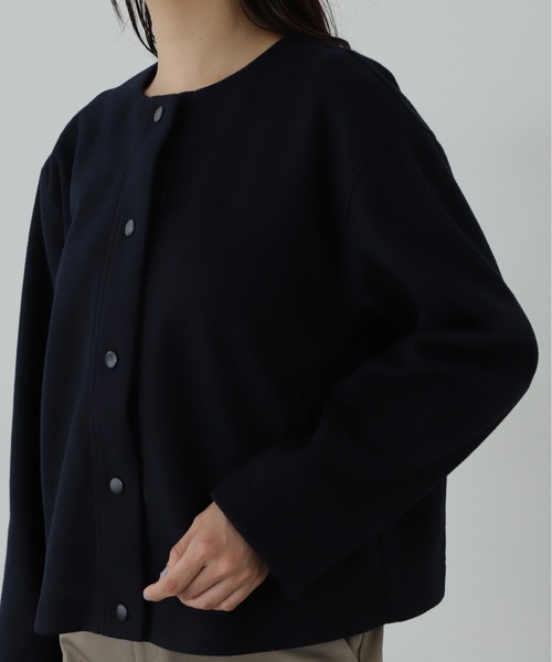 N.（N. Natural Beauty Basic）（エヌエヌナチュラルビューティーベーシック）の「起毛ニットソーカーディガン（カーディガン/ボレロ・レディース・ネイビー/グレー・MEDIUM）」の6枚目の写真