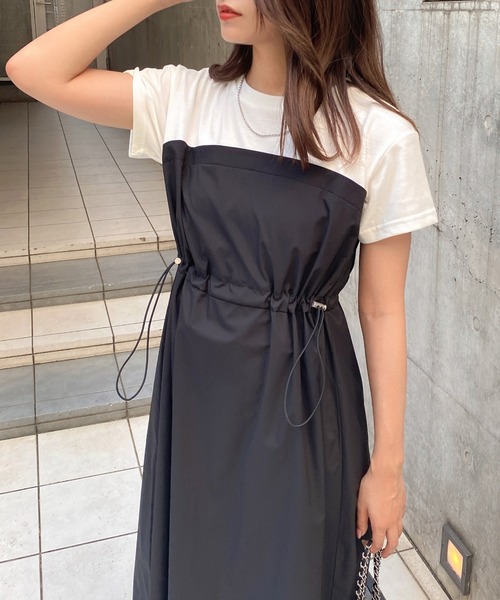 INGNI(イング)の「ベアドッキングワンピース(ワンピース・レディース・ホワイト×ブラック/ブラック×ブラック・M)」の7枚目の写真