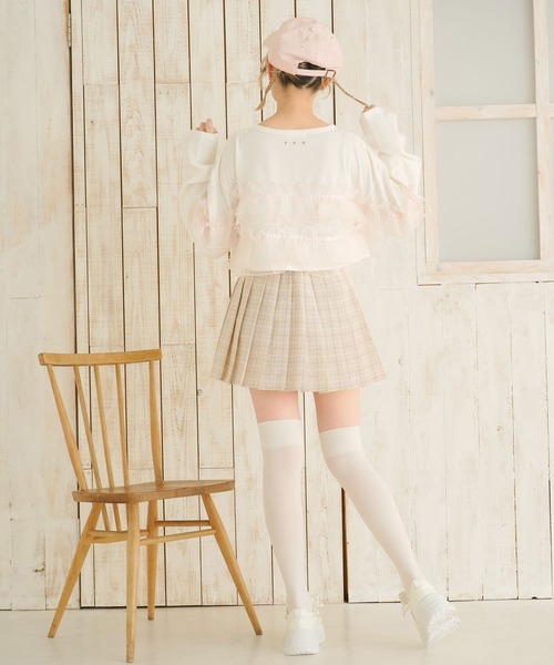 DearMyLoveRose(ディアマイラブローズ)の「チュールフリルリボンクロップドロンT(Tシャツ/カットソー・レディース・グレー/ブラック/ホワイト×ピンク/ホワイト×ブラック・LL~3L/M-L)」の17枚目の写真