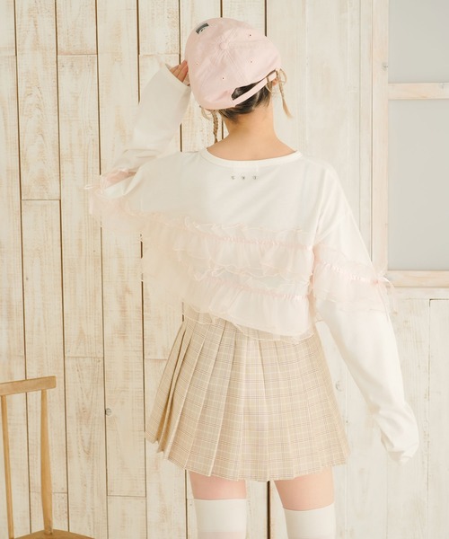 DearMyLoveRose(ディアマイラブローズ)の「チュールフリルリボンクロップドロンT(Tシャツ/カットソー・レディース・グレー/ブラック/ホワイト×ピンク/ホワイト×ブラック・LL~3L/M-L)」の19枚目の写真