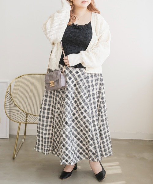 CLETTE(クレット)の「レース使いシャーリングキャミソール(キャミソール・レディース・アイボリー/ブラック・LL/3L/4L)」の12枚目の写真