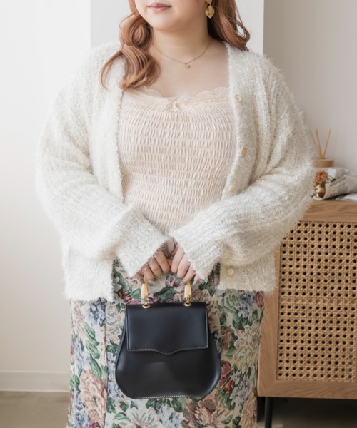 CLETTE(クレット)の「レース使いシャーリングキャミソール(キャミソール・レディース・アイボリー/ブラック・LL/3L/4L)」の4枚目の写真