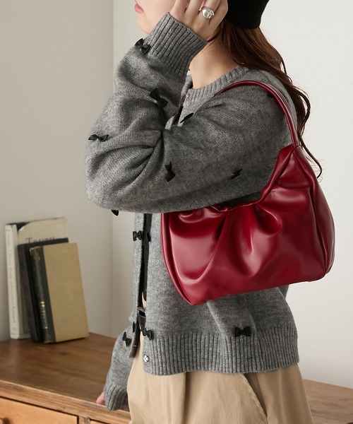 BONLECILL（ボンルシール）の「リボンギャザーワンショルハンドバッグ（ハンドバッグ・レディース・ブラック/シルバー/レッド・FREE）」の21枚目の写真