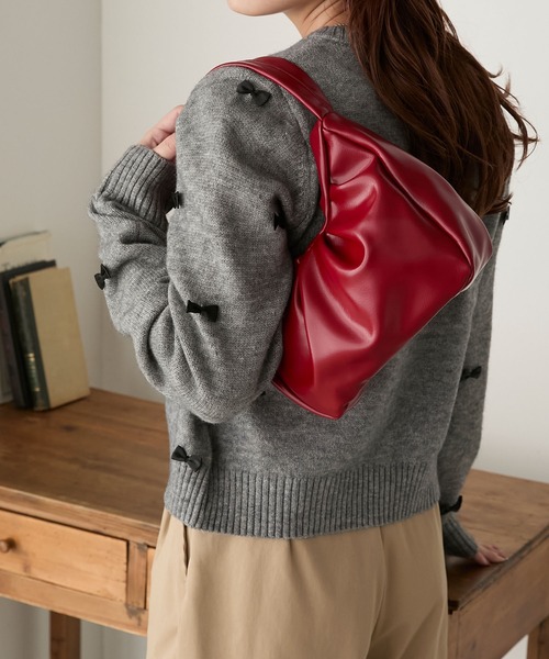 BONLECILL（ボンルシール）の「リボンギャザーワンショルハンドバッグ（ハンドバッグ・レディース・ブラック/シルバー/レッド・FREE）」の22枚目の写真