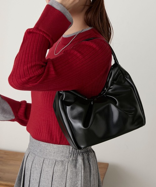 BONLECILL（ボンルシール）の「リボンギャザーワンショルハンドバッグ（ハンドバッグ・レディース・ブラック/シルバー/レッド・FREE）」の8枚目の写真