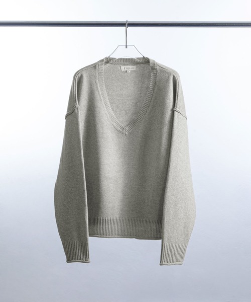 ZIP FIVE -White Line-(ジップファイブホワイトライン)の「【White Line】 杢 Vネック ニット / 短丈 ニット(ニット/セーター・メンズ・ブラック/オフホワイト/グレー/レッド/グリーン・SMALL/MEDIUM/LARGE/X-LARGE)」の19枚目の写真