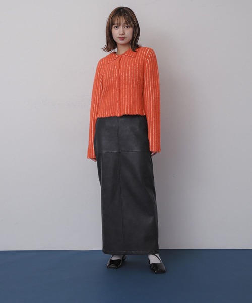 SENSE OF PLACE by URBAN RESEARCH(センスオブプレイスバイアーバンリサーチ)の「ヴィンテージレザーライクペンシルスカート(スカート・レディース・カーキ/アイボリー/ブラック・SMALL/MEDIUM)」の9枚目の写真