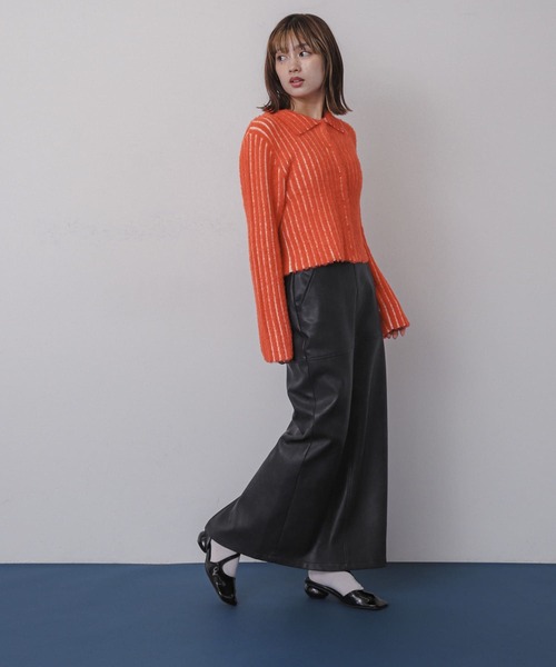 SENSE OF PLACE by URBAN RESEARCH(センスオブプレイスバイアーバンリサーチ)の「ヴィンテージレザーライクペンシルスカート(スカート・レディース・カーキ/アイボリー/ブラック・SMALL/MEDIUM)」の10枚目の写真