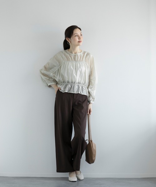 DECADE CLASSIC(ディケイド クラシック)の「【DECADE CLASSIC】ラッフルドロストドルマンシアーブラウス (SS)(シャツ/ブラウス・レディース・ライトベージュ/ブラック/グレー/ホワイト/ベージュ・FREE)」の8枚目の写真