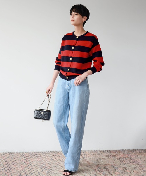 セール】ボーダーニットカーディガン（カーディガン/ボレロ