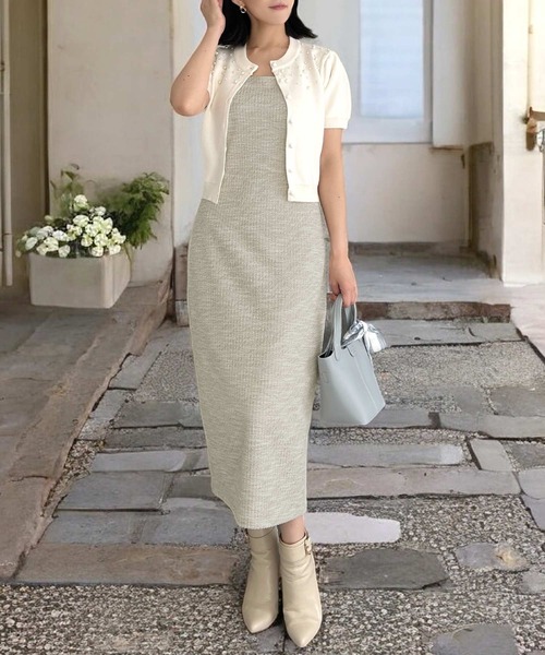 Julia Boutique（ジュリアブティック）の「ツイードキャミワンピース（ワンピース・レディース・ブラック/ベージュ・ONE）」の2枚目の写真