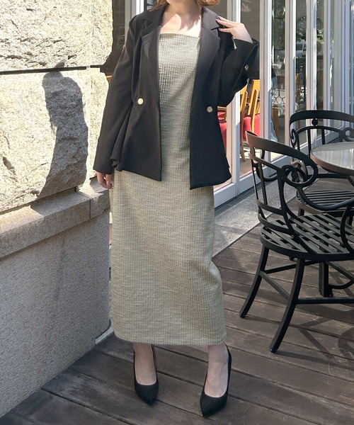 Julia Boutique（ジュリアブティック）の「ツイードキャミワンピース（ワンピース・レディース・ブラック/ベージュ・ONE）」の13枚目の写真