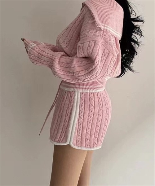 Dream garden（ドリームガーデン）の「配色ライン　ショートパンツ　ジップニットセットアップ（セットアップ・レディース・ホワイト/ピンク/ネイビー・FREE）」の20枚目の写真