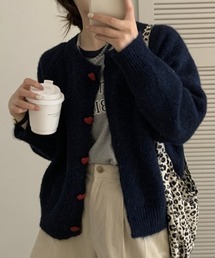 deux amour | ハートボタンクルーネックニットカーデ(カーディガン/ボレロ)