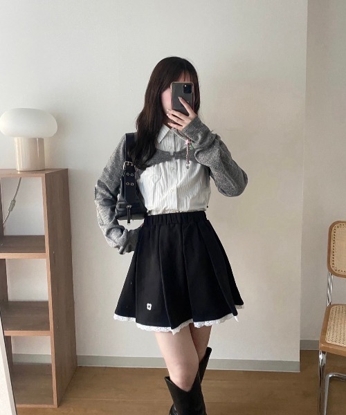 nemne store（ネンネストア）の「【Seoup】ニットボレロカーディガン（ニット/セーター・レディース・ライトブルー/杢グレー・SMALL/MEDIUM）」の13枚目の写真