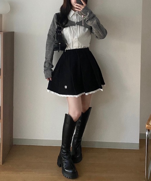 nemne store（ネンネストア）の「【Seoup】ニットボレロカーディガン（ニット/セーター・レディース・ライトブルー/杢グレー・SMALL/MEDIUM）」の12枚目の写真