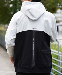 (RM)【LUXE/R GOLF】ストレッチ ブロード バイカラー フード プルオーバー シャツ