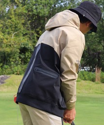 (RM)【LUXE/R GOLF】ストレッチ ブロード バイカラー フード プルオーバー シャツ