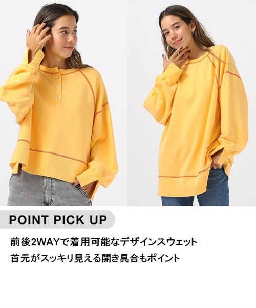 BAYFLOW（ベイフロー）の「【スタッフ企画】2WAYスウェットプルオーバー／YOU are YOU（スウェット・レディース・イエロー/ブラック・SMALL/MEDIUM）」の4枚目の写真