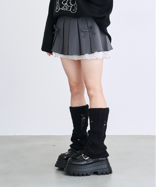 17HR(セブンティーンアワーズ)の「ダメージレッグウォーマー(レッグウォーマー・レディース・ブラック/ホワイト/ブラウン/グレー・FREE)」の22枚目の写真