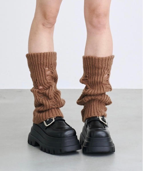 17HR(セブンティーンアワーズ)の「ダメージレッグウォーマー(レッグウォーマー・レディース・ブラック/ホワイト/ブラウン/グレー・FREE)」の16枚目の写真