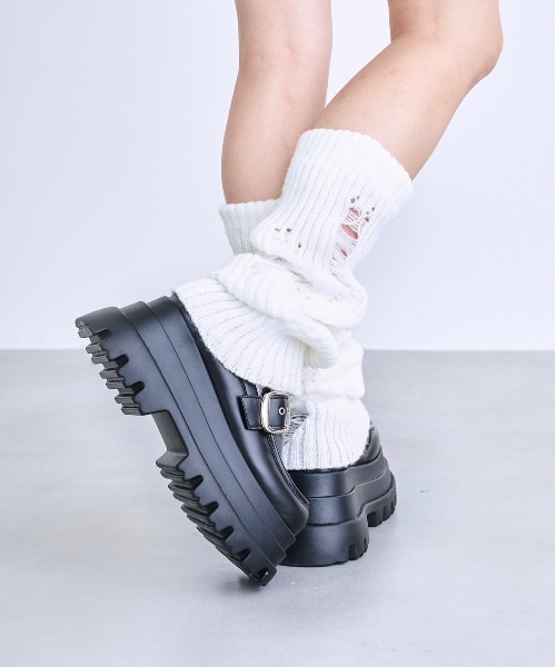 17HR(セブンティーンアワーズ)の「ダメージレッグウォーマー(レッグウォーマー・レディース・ブラック/ホワイト/ブラウン/グレー・FREE)」の15枚目の写真