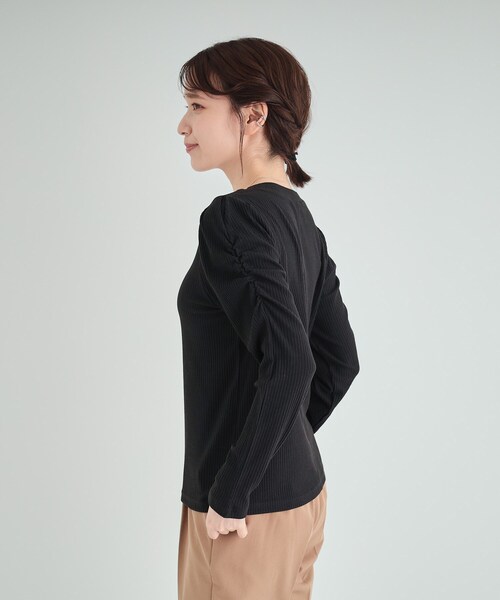 DRESKIP（ドレスキップ）の「◆きれいめにもモードにも　テレコパワショルトップス（Tシャツ/カットソー・レディース・イエロー/オフホワイト/ホワイト系5/ブラック・02/03/04）」の10枚目の写真