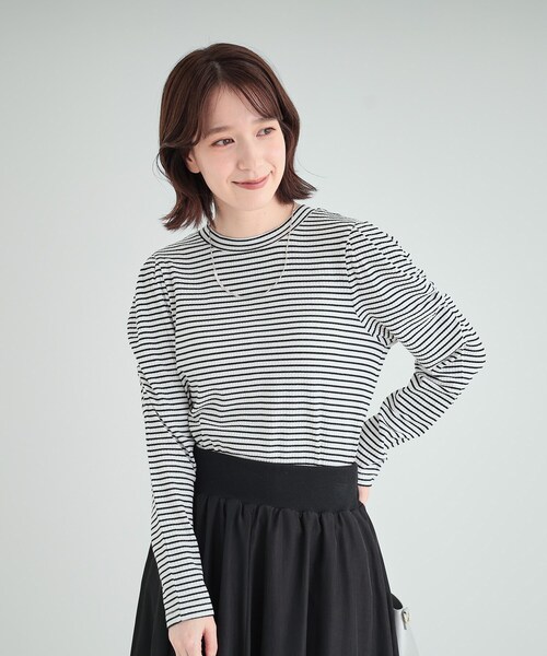 DRESKIP（ドレスキップ）の「◆きれいめにもモードにも　テレコパワショルトップス（Tシャツ/カットソー・レディース・イエロー/オフホワイト/ホワイト系5/ブラック・02/03/04）」の17枚目の写真