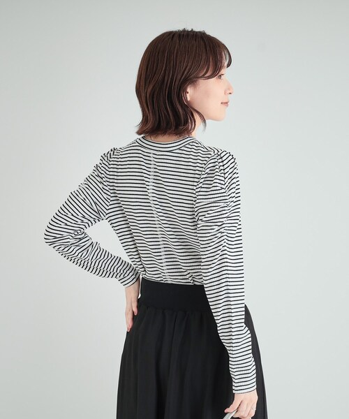 DRESKIP（ドレスキップ）の「◆きれいめにもモードにも　テレコパワショルトップス（Tシャツ/カットソー・レディース・イエロー/オフホワイト/ホワイト系5/ブラック・02/03/04）」の18枚目の写真