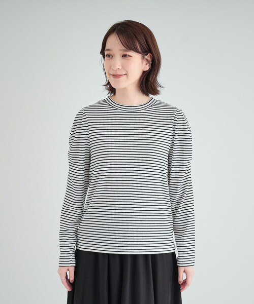 DRESKIP（ドレスキップ）の「◆きれいめにもモードにも　テレコパワショルトップス（Tシャツ/カットソー・レディース・イエロー/オフホワイト/ホワイト系5/ブラック・02/03/04）」の21枚目の写真