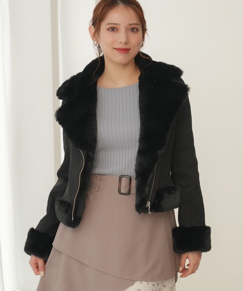 セール】スエードファーライダースブルゾン（ブルゾン）｜ASTORIA