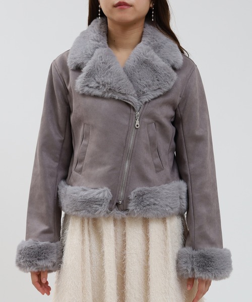 セール】スエードファーライダースブルゾン（ブルゾン）｜ASTORIA