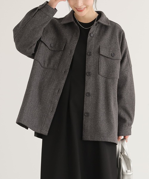 n'OrLABEL(ノアールレーベル)の「フェイクメルトンオーバーシャツ(シャツ/ブラウス・レディース・チャコールグレー/ブラック/モカ・FREE)」の21枚目の写真
