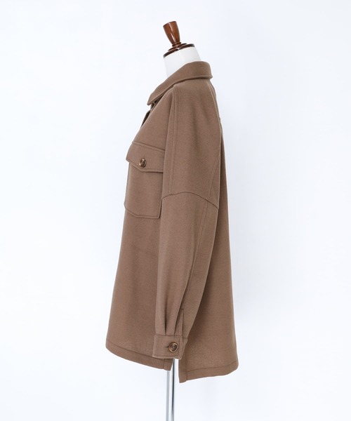n'OrLABEL(ノアールレーベル)の「フェイクメルトンオーバーシャツ(シャツ/ブラウス・レディース・チャコールグレー/ブラック/モカ・FREE)」の10枚目の写真
