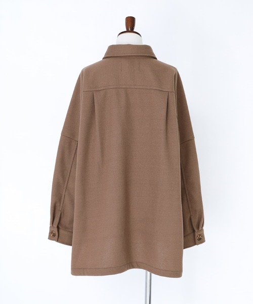 n'OrLABEL(ノアールレーベル)の「フェイクメルトンオーバーシャツ(シャツ/ブラウス・レディース・チャコールグレー/ブラック/モカ・FREE)」の11枚目の写真
