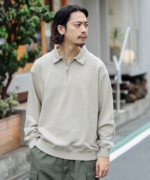 カラー ハーフジップ スウェット