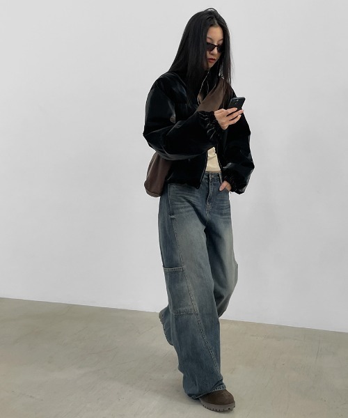 BLACKUP（ブラックアップ）の「[MADE] ハイブグロッシークロップ中綿ジャケット（ダウンジャケット/コート・レディース・ブラック・ONESIZE）」の10枚目の写真