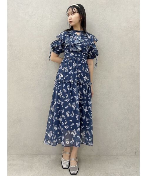 セール】ラッフルリボンフラワーワンピース（ワンピース）｜dazzlin