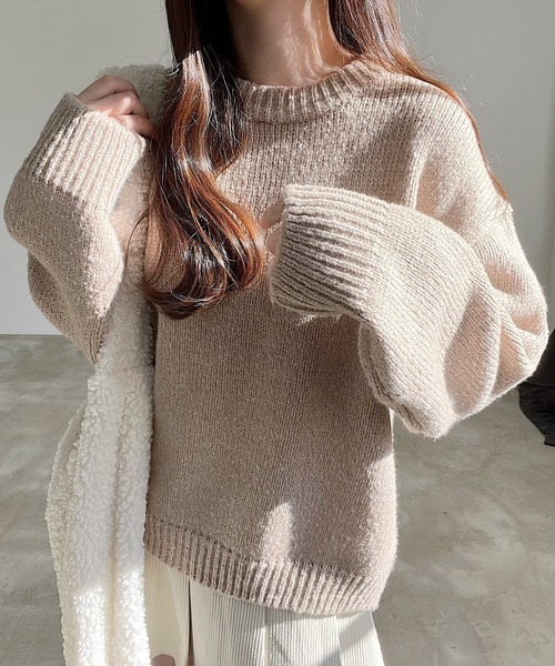 Nana(ナナ)の「ラウンドネックニット(ニット/セーター・レディース・ベージュ/グリーン・FREE)」の7枚目の写真